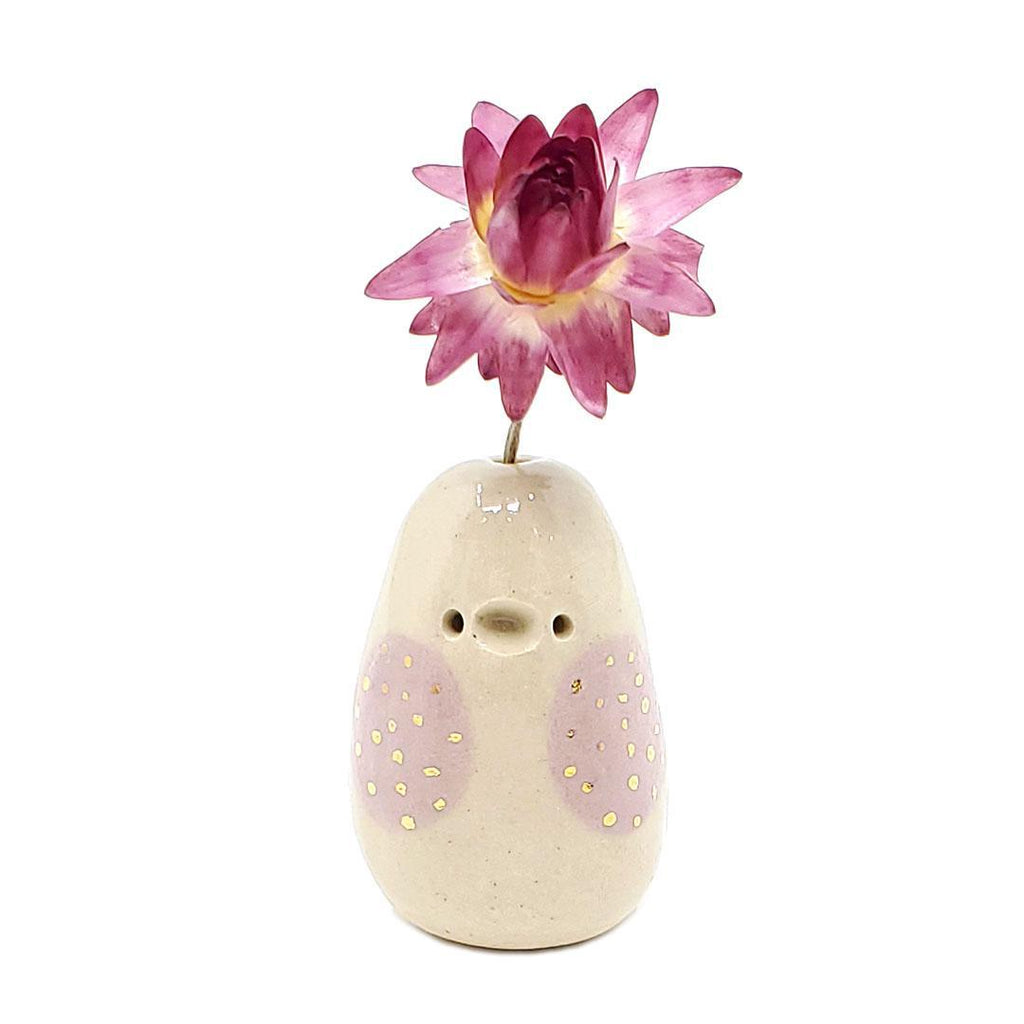 Figurine - Lucky Potato Bud Vase (Single Hole, Lilac Cheeks, Tall) by The Pottery Parade