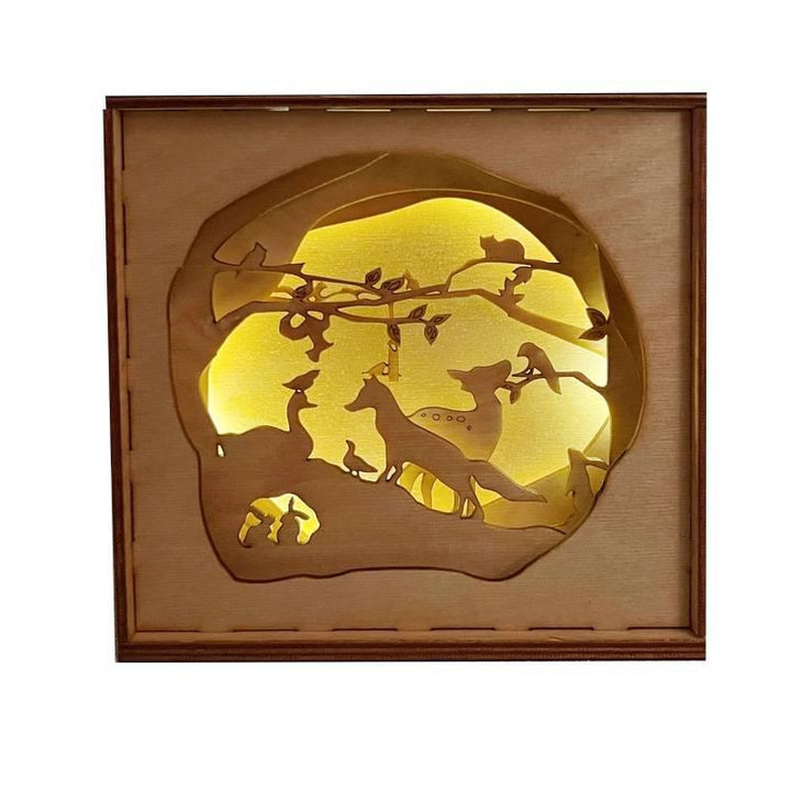Lighted Shadowbox - Secret Meeting by Squirrel Tacos Papercuts