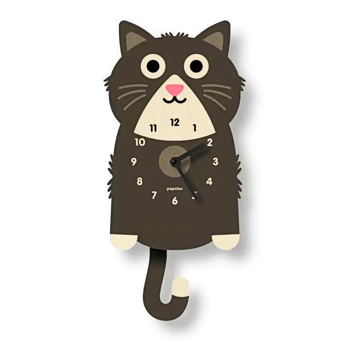 Wood Clock - Black Cat Pendulum by Popclox