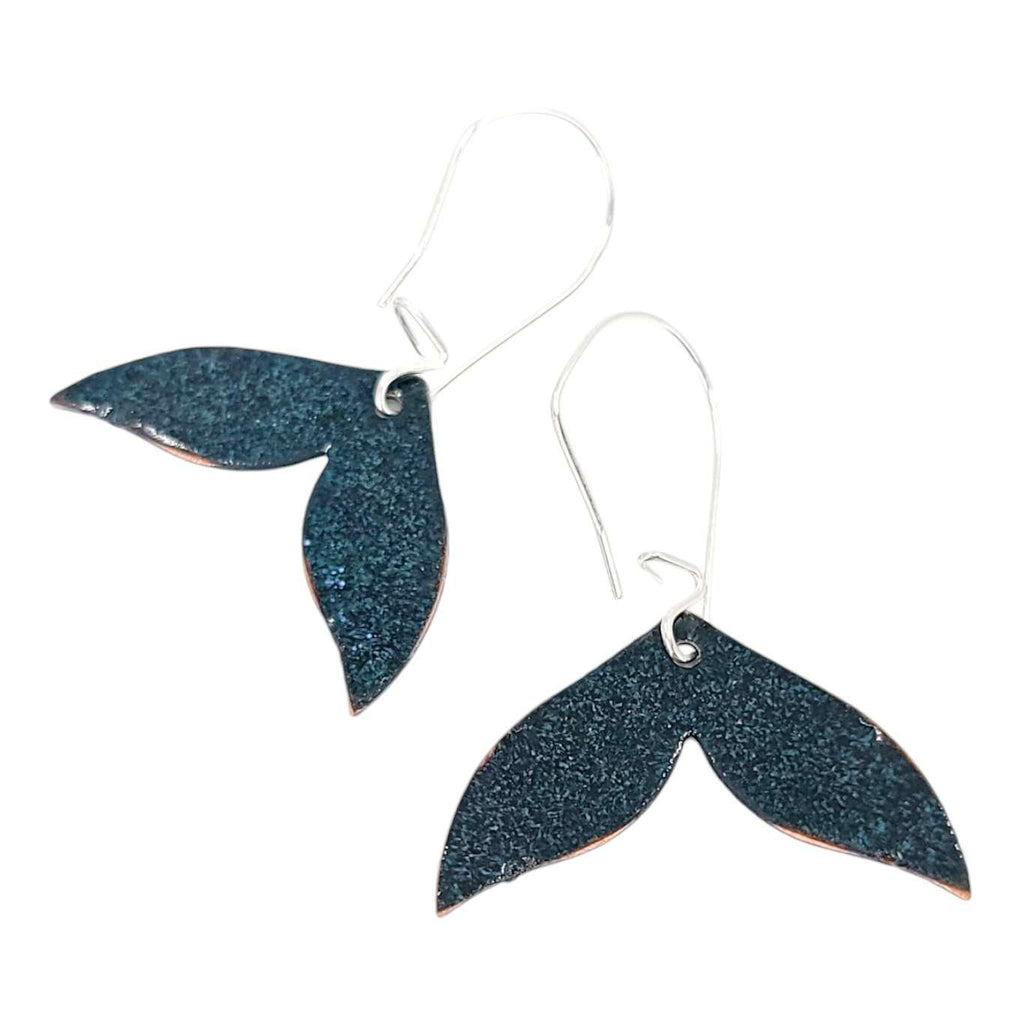 Earrings - Gray and White Whale Tails by Magpie Mouse Studios