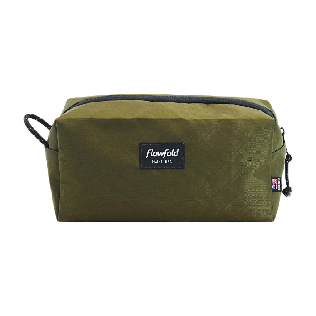 Dopp Kit - Tall Zippered Olive Toiletry Bag  by Flowfold