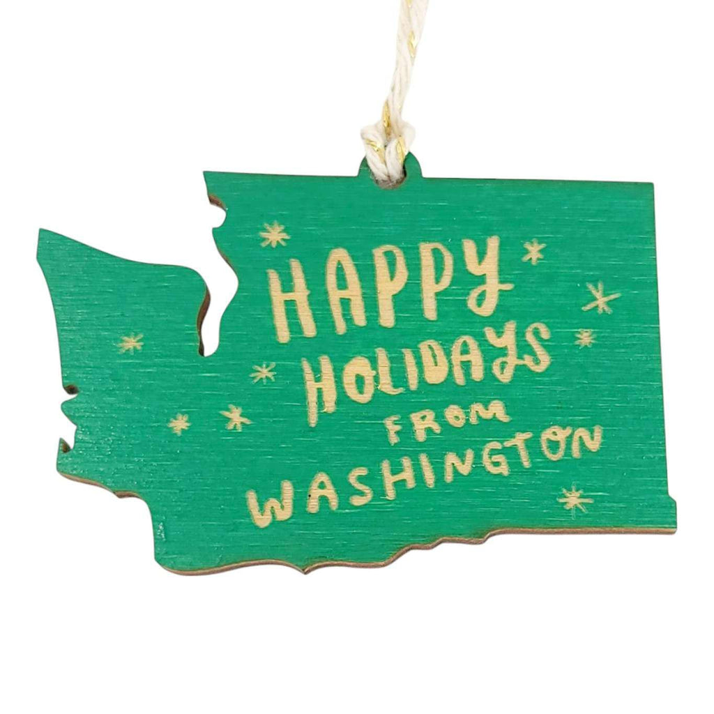 Ornaments - Small - WA State Happy Holidays from Washington (Assorted Colors) by SnowMade