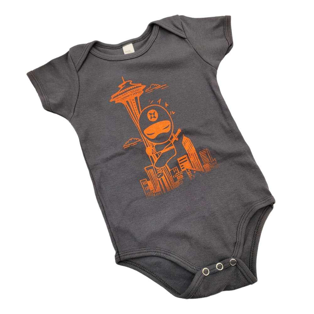 Onesie - Seattle Ninja Orange on Gray by Namu