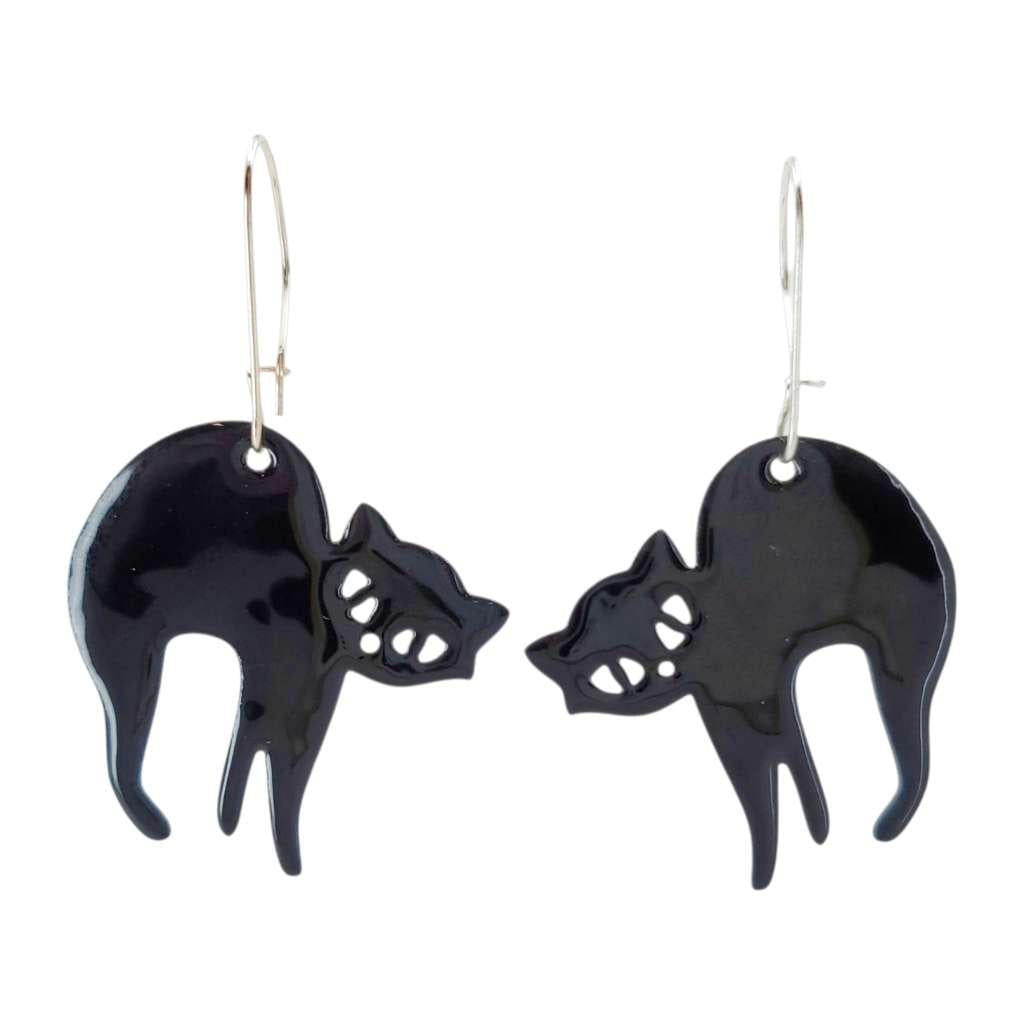Earrings - Cats (Solid Black) by Magpie Mouse Studios