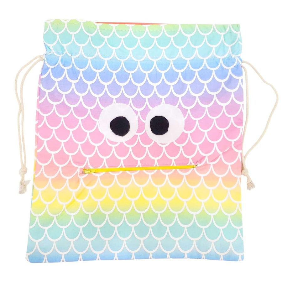Bag - Chomper Buddy Drawstring (Mermaid Scales Pink) by Peek A Boo Plush, image 3 of 5