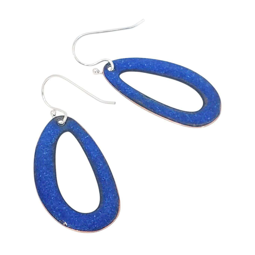 Earrings - Bi-color Open Oval (Green Blue) by Magpie Mouse Studios