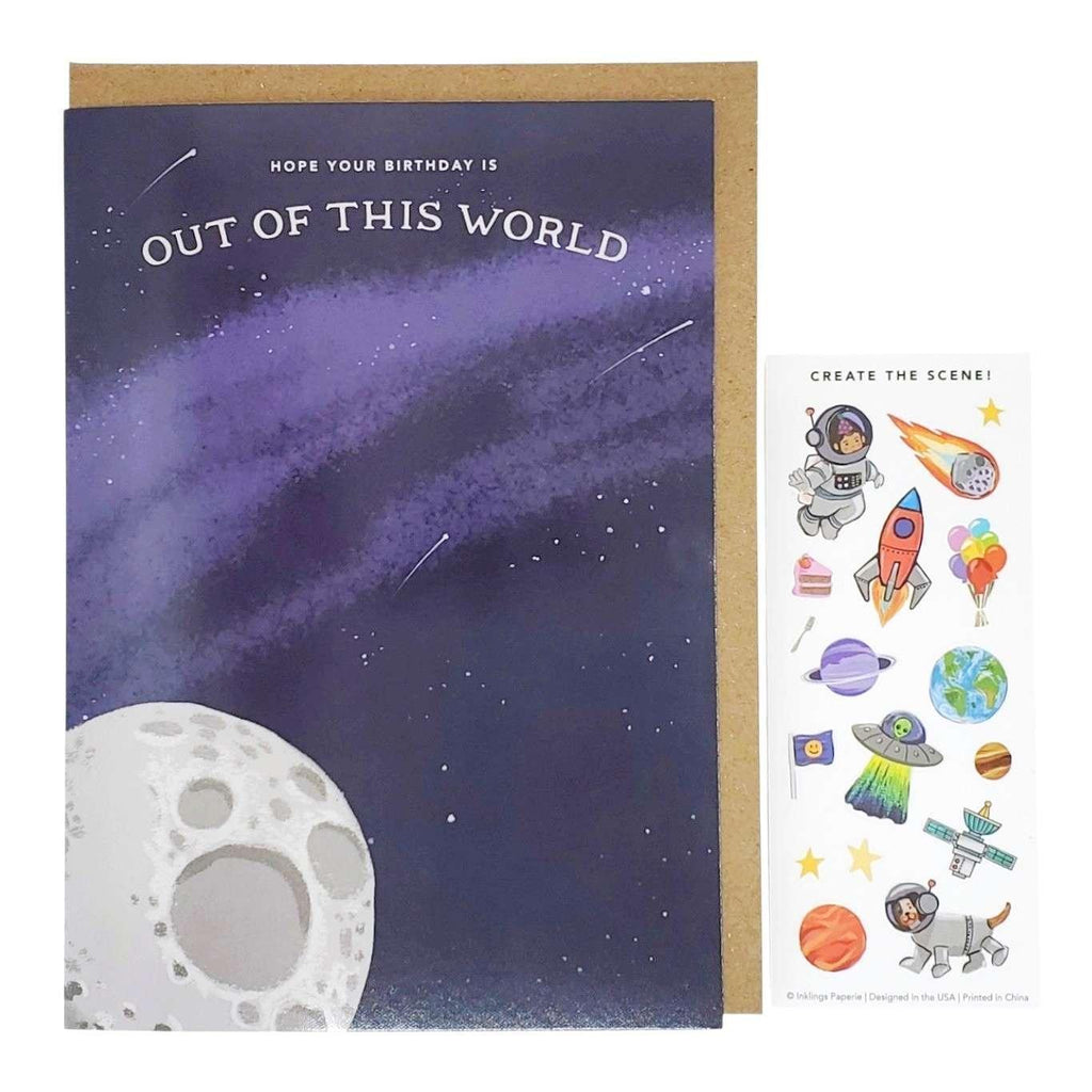 Card - Birthday - Outer Space Sticker Scene by Inklings Paperie