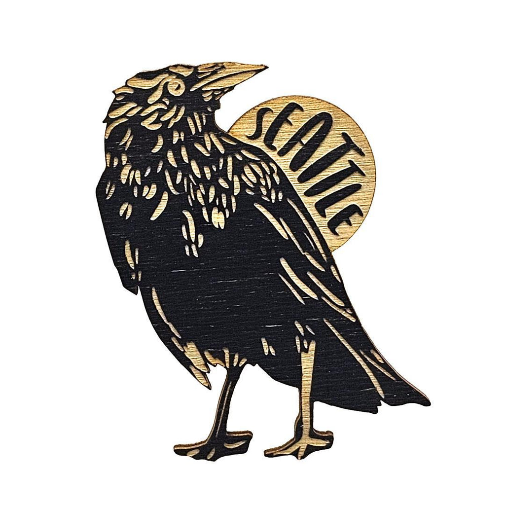 Magnets - Small - Seattle Crow (Black) by SnowMade