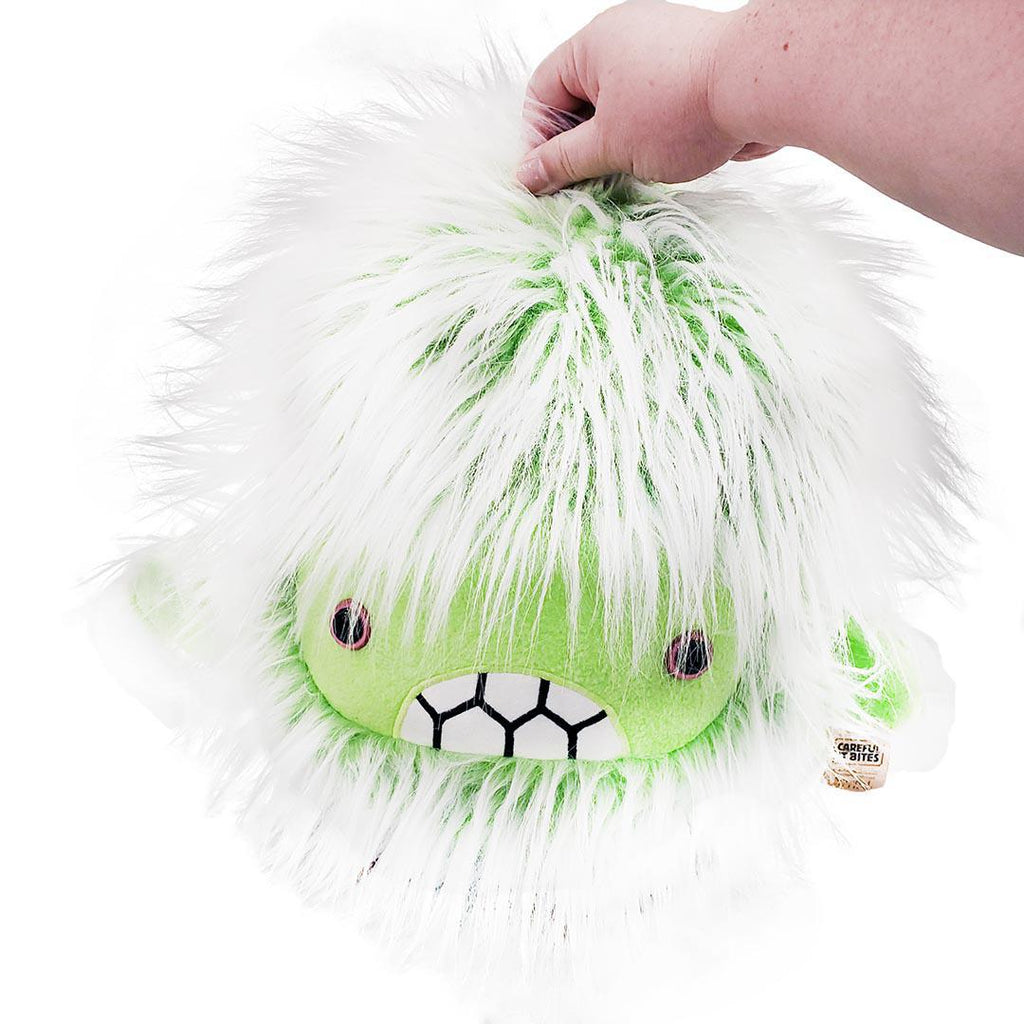 Large Yeti Head  - Green White with Pink Eyes by Careful It Bites