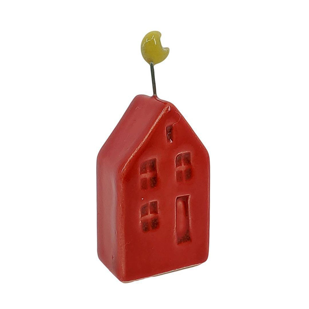 Tiny Pottery House - Red with Moon by Tasha McKelvey