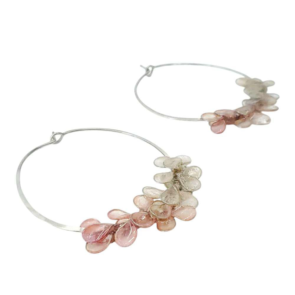 Earrings - Medium Cherry Blossom Silver Hoops (Assorted Colors) by Verso
