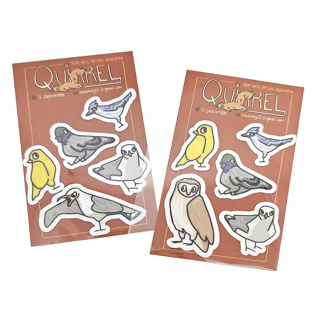 Tiny Stickers  - Set of 5 - Feathered Bird Friends (Assorted) by Quirrel