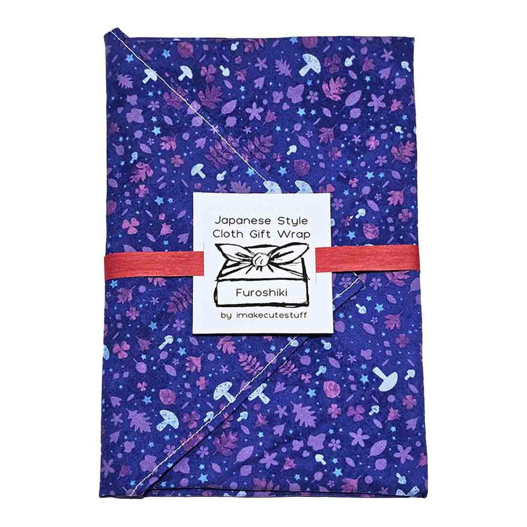 Gift Wrap - 20 in - Mushrooms and Leaves (Purple) Furoshiki by imakecutestuff
