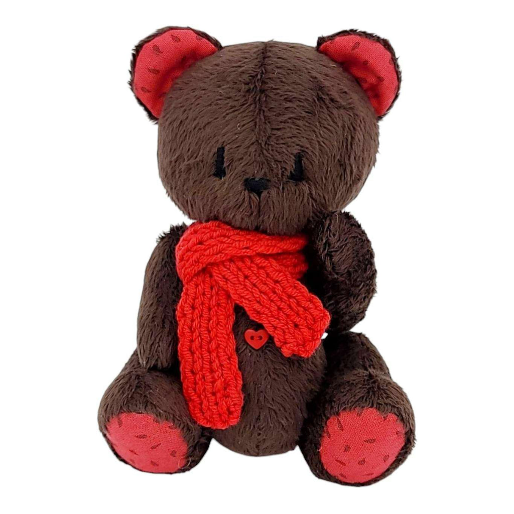 Plush - Dark Brown Bear with Heart Buttons and Scarf by Frank and Bubby