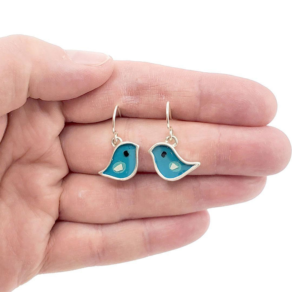 Earrings - Single Birds (Turquoise) by Happy Art Studio