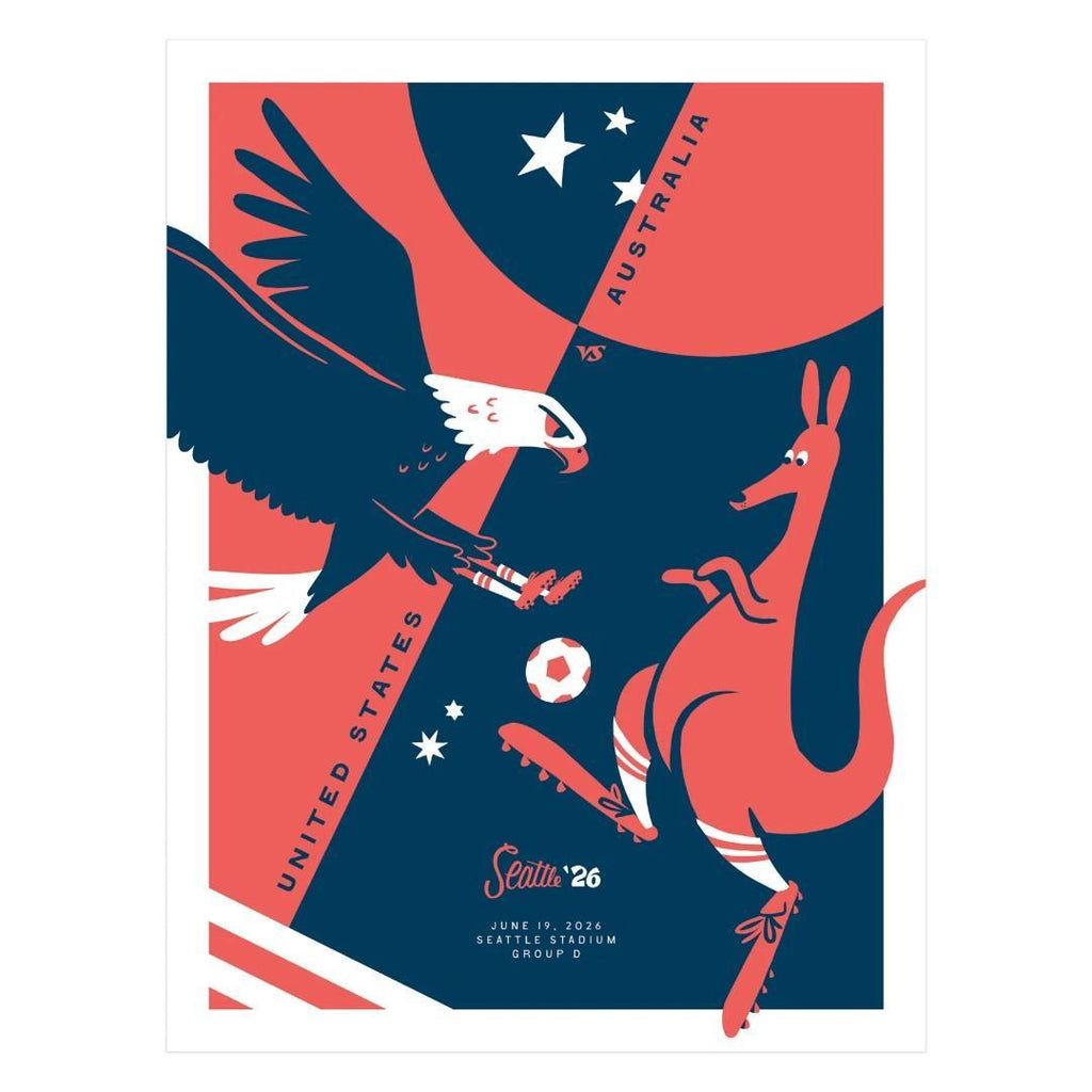 Art Print - 18x24 - World Cup USA vs AUS Red and Blue Print by Factory 43
