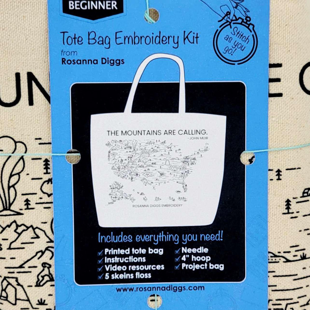 Embroidery Kit - The Mountains are Calling Tote Bag by By Hand Craft Co