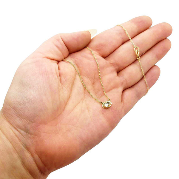 Necklace - East-West Glacier Mini Herkimer in 14k Rose Gold by Storica Studio