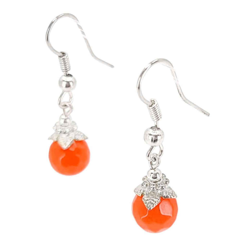 Earrings - Simple Bead Drops (Orange Topaz) by Tiny Aloha