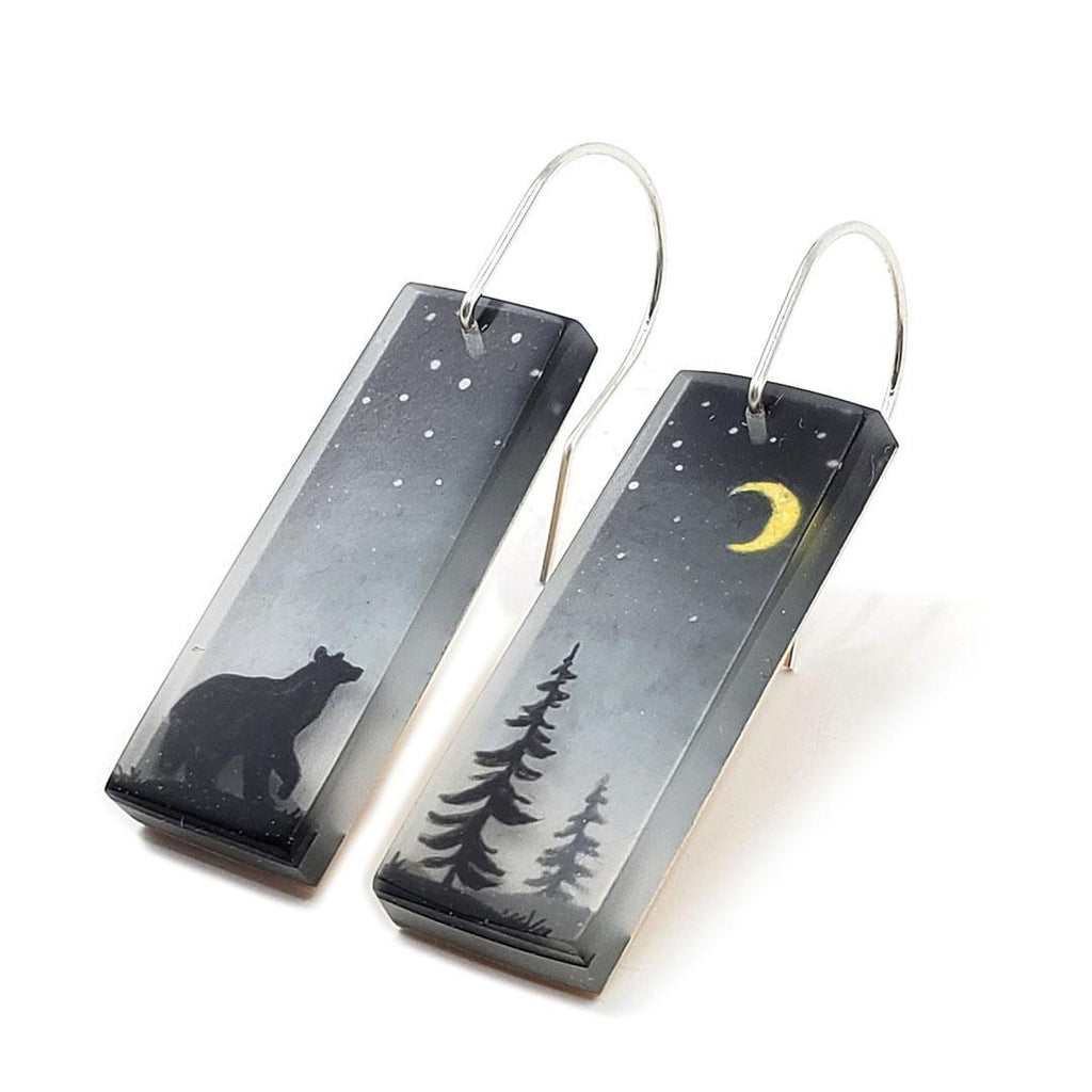 Earrings - Bear and Golden Moon by Fernworks