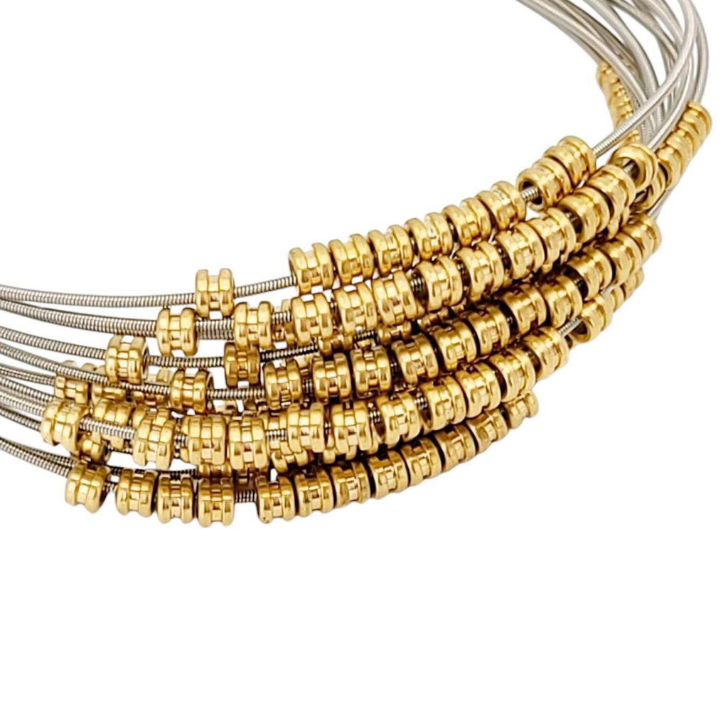 Bracelet - Fortissimo Fidget Guitar Strings Brass Beads (M or L) by High Strung Studios