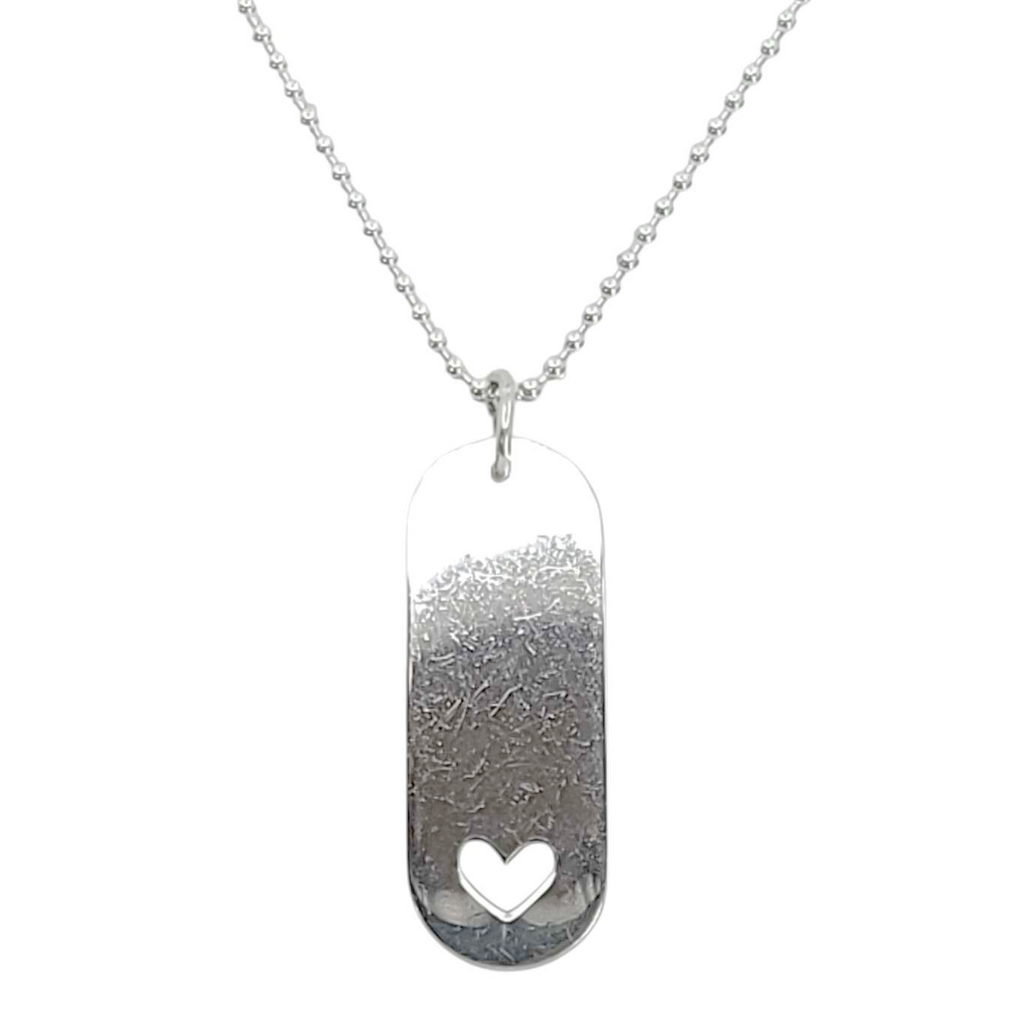 Necklace - Heart Cutout Oblong Pendant 18in Ball Chain (Sterling Silver) by imakecutestuff
