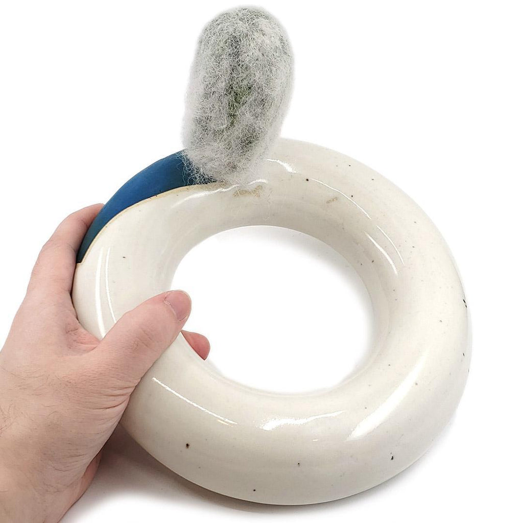 Extra Large Plush Cactus - Espostoa Melanostele in Teal Donut Pot by Hook And Wheel