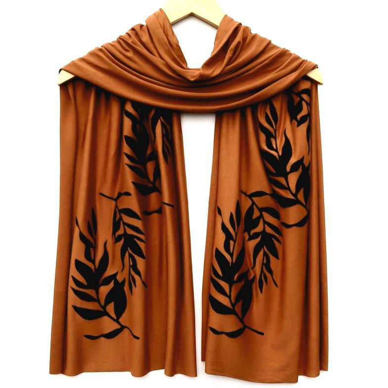 Scarf Wide - Rust (Black Ink) by Windsparrow Studio