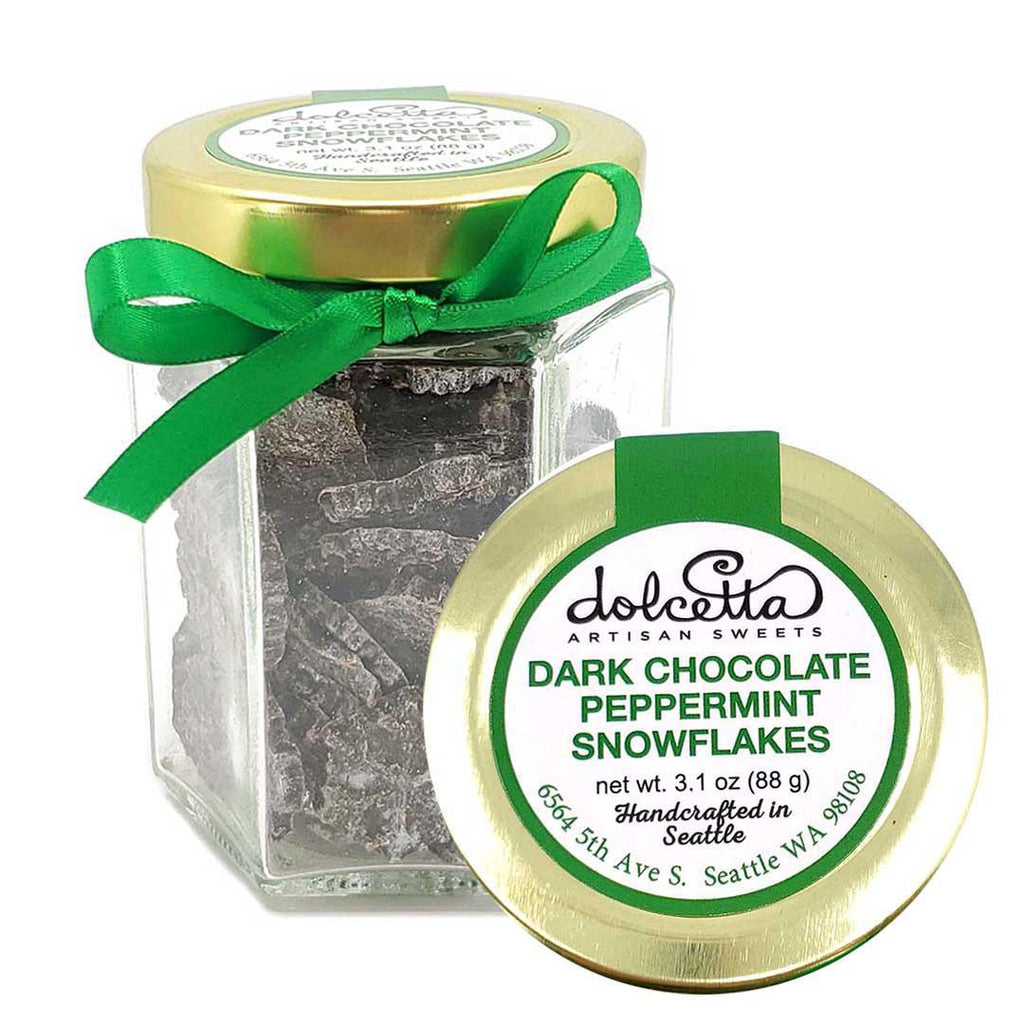 Chocolate Snowflakes - Dark Chocolate Peppermint by Dolcetta Artisan Sweets