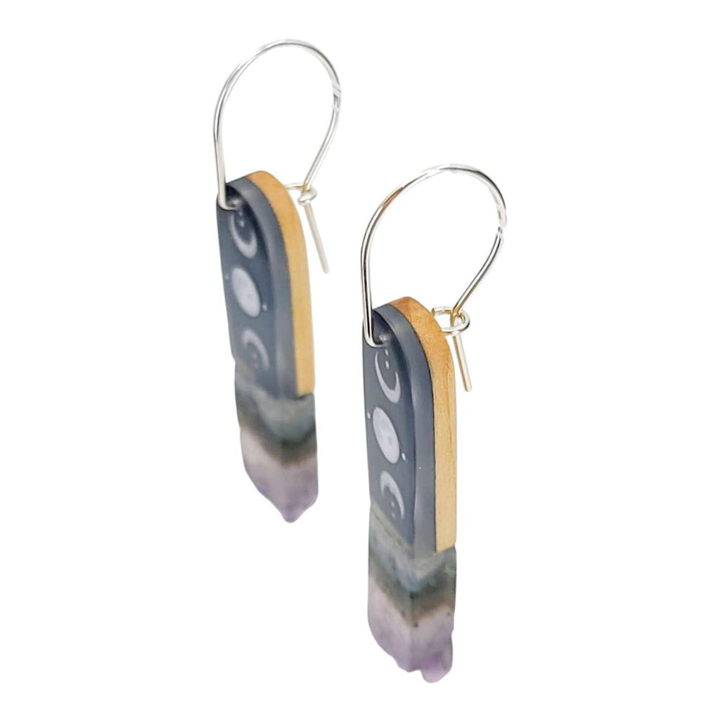 Earrings - Crystal Moons Drops by Fernworks