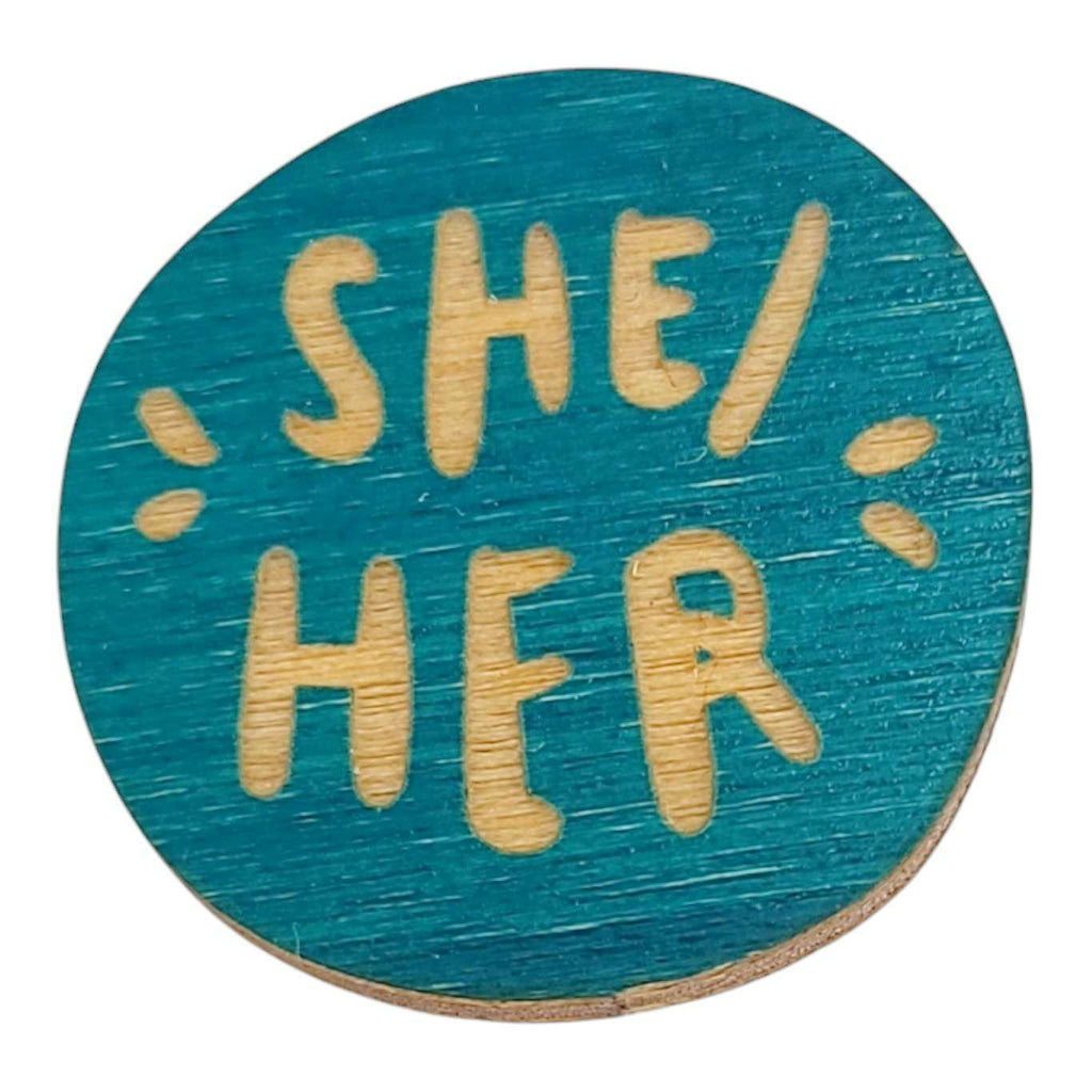 Pronoun Pins - She/Her (Assorted Colors) by SnowMade