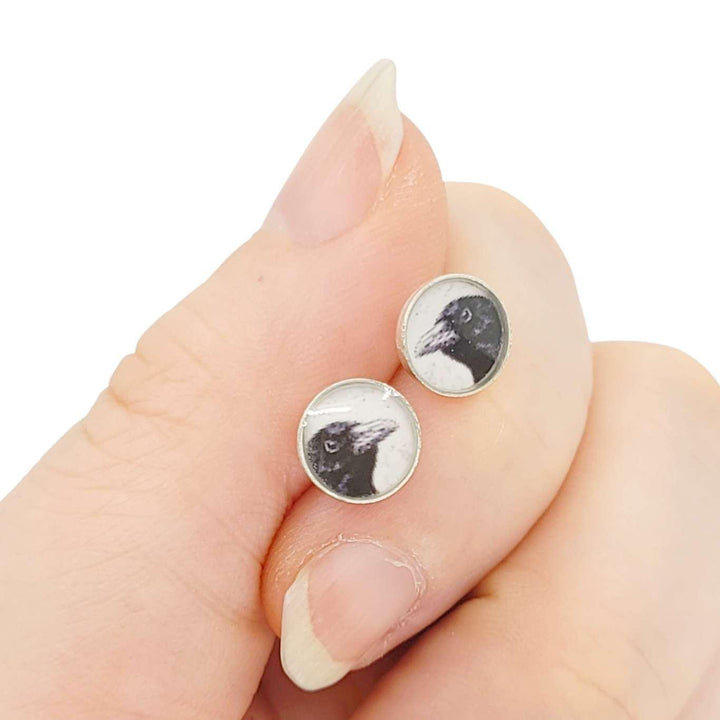 Earrings - Tiny Posts - Crow Antiqued Silver by Christine Stoll | Altered Relics