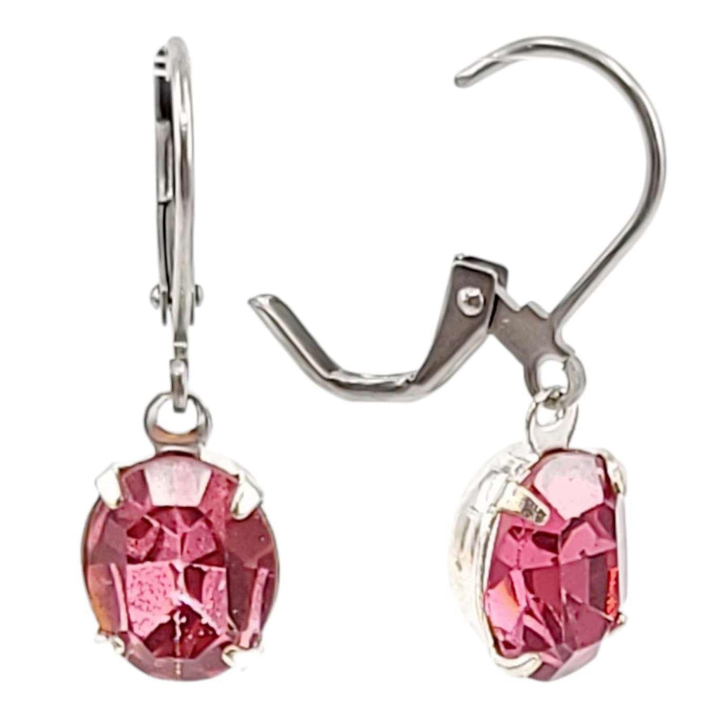 Drop Earrings - Reds and Pinks - Stainless Steel Vintage Rhinestones (Assorted Shapes) by Christine Stoll | Altered Relics