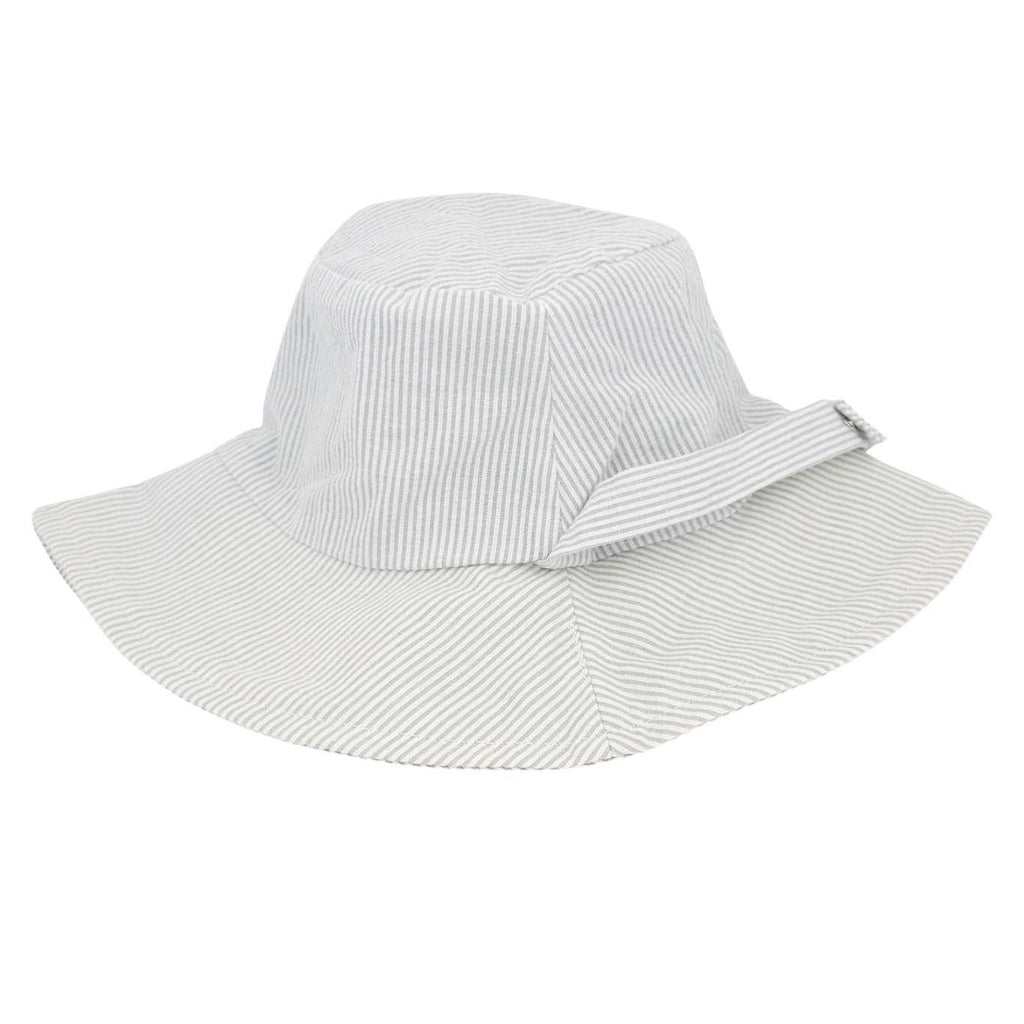 Baby Bonnet - Reversible Bucket Hat (Classic Stripes Seersucker) by Urban Baby Bonnets