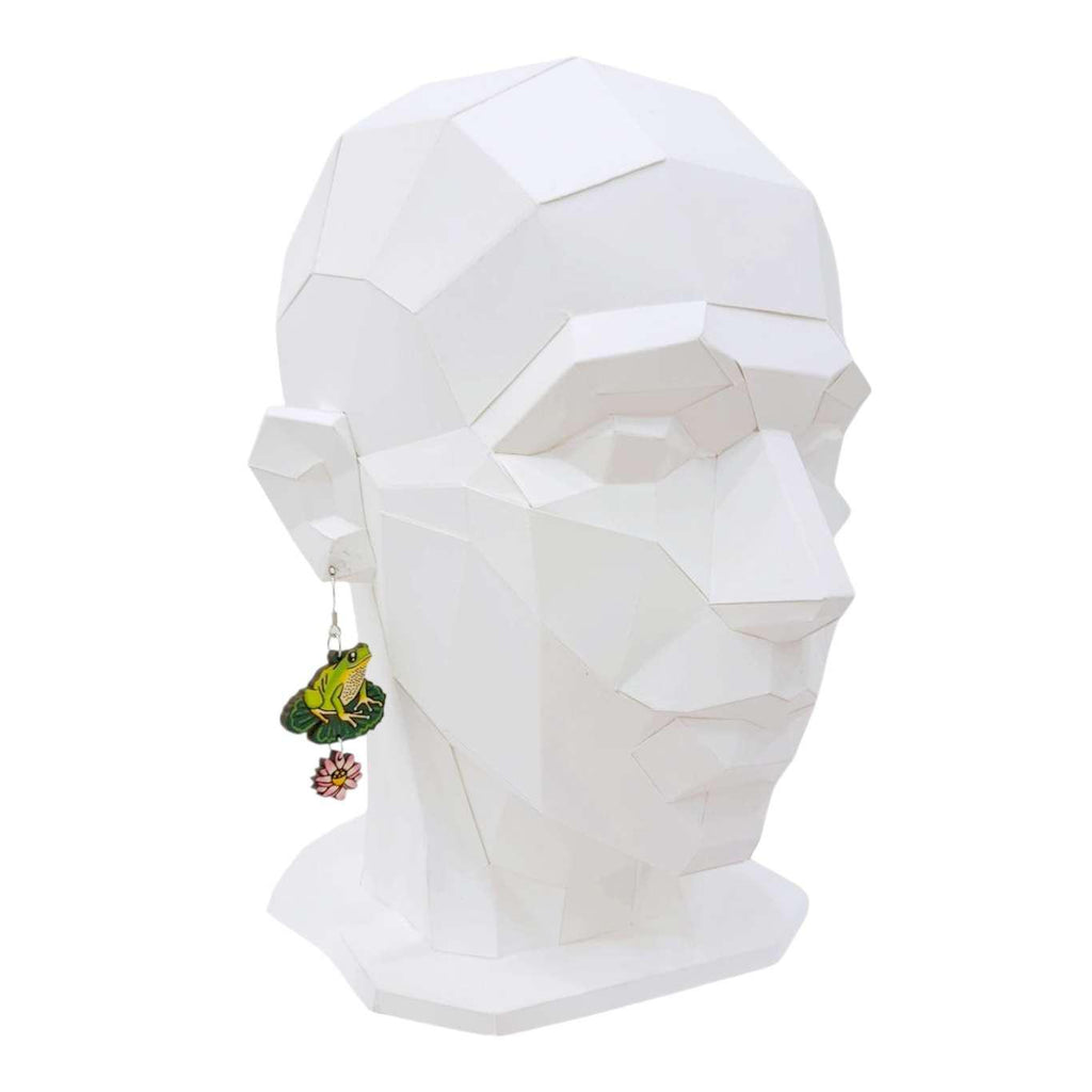 Earrings - Frog and Lily Pad (Silver French Hooks) by Fresh Cuttery