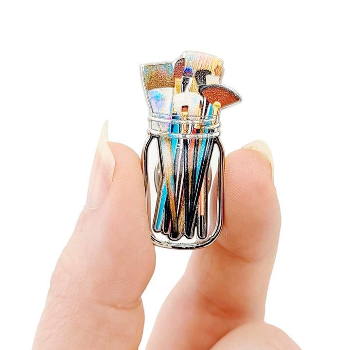 Enamel Pin - Paintbrushes (Clear Jar) by The Gray Muse