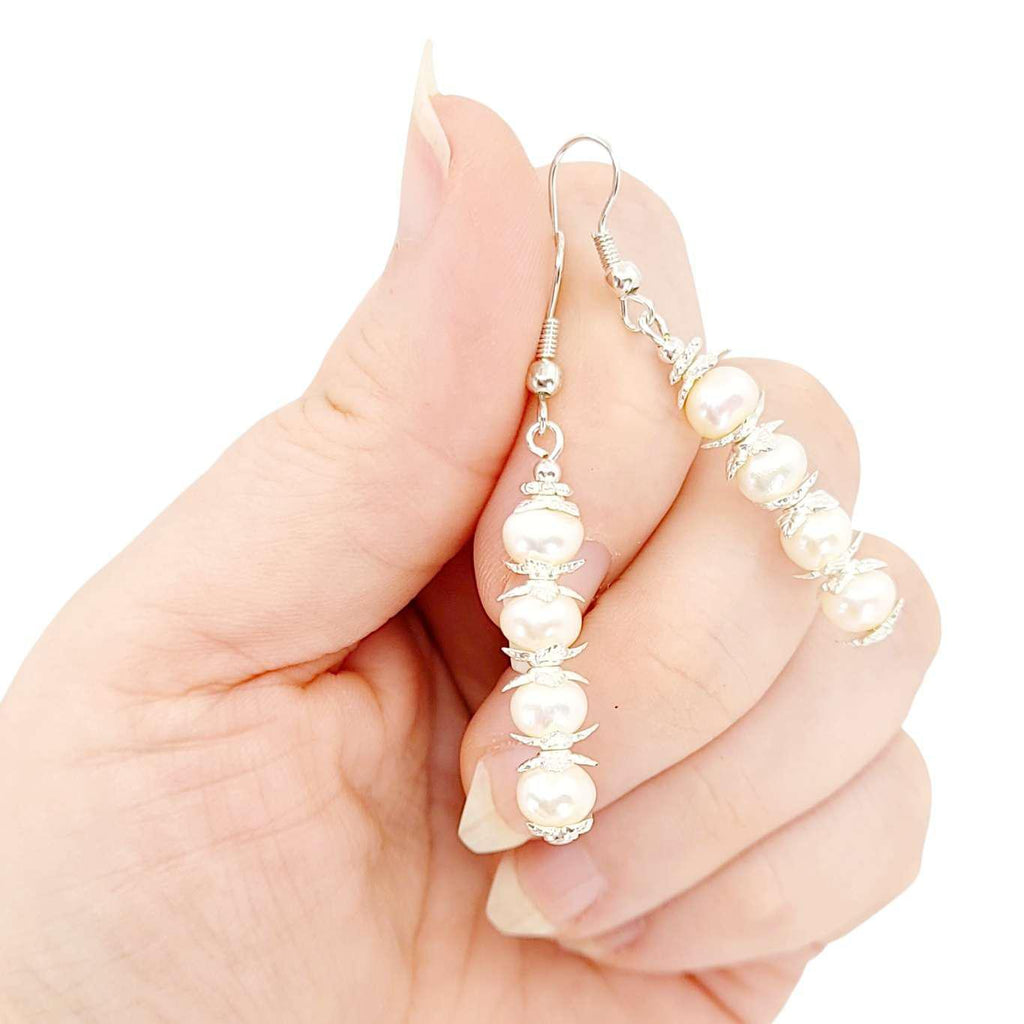 Earrings - Stacked Pearl Drops (Cream) by Tiny Aloha