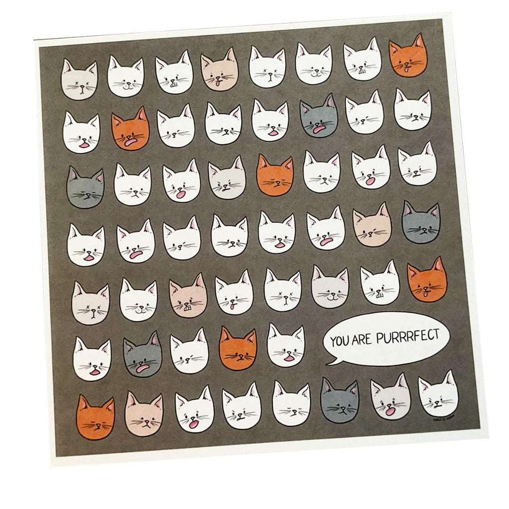 Art Print - 8x8in - You Are Purrfect (Cats) by World of Whimm