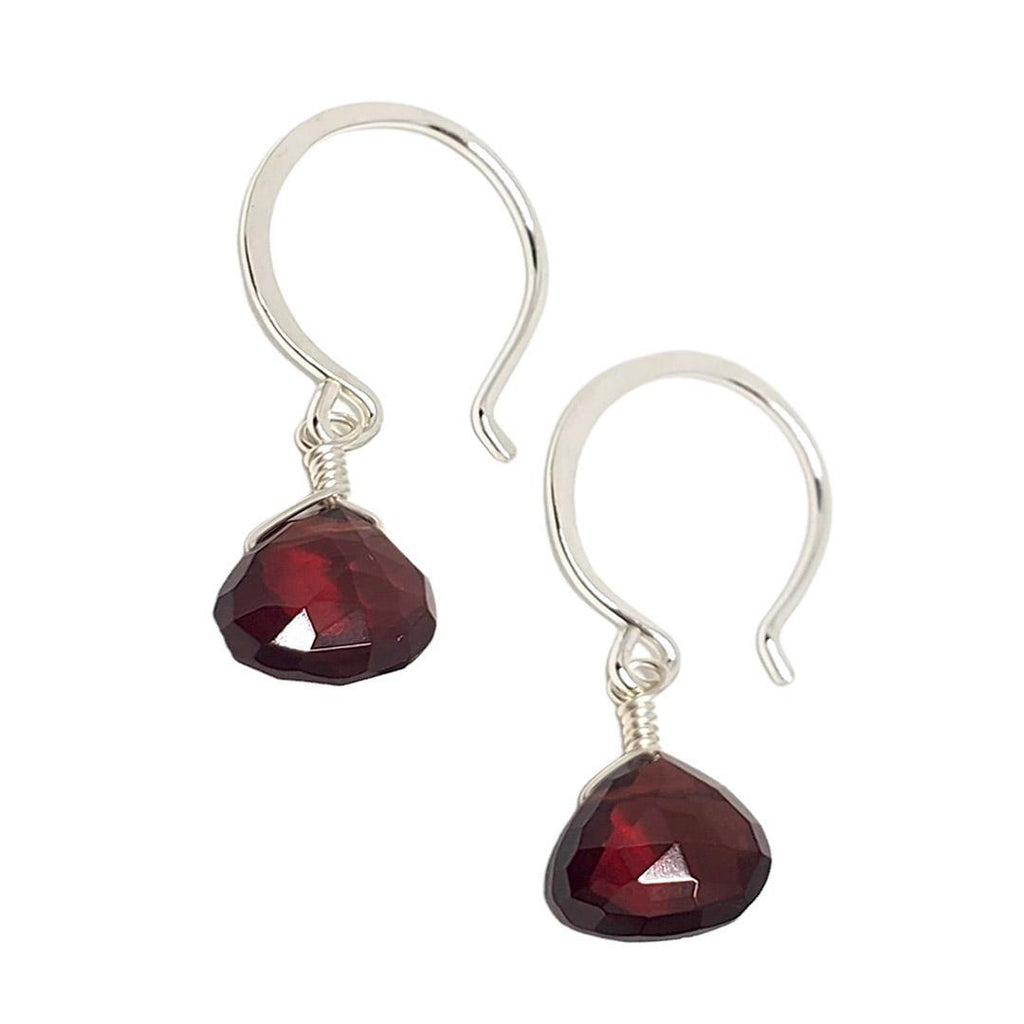 Earrings - Crimson Garnet Gemstone Drops Sterling by Foamy Wader