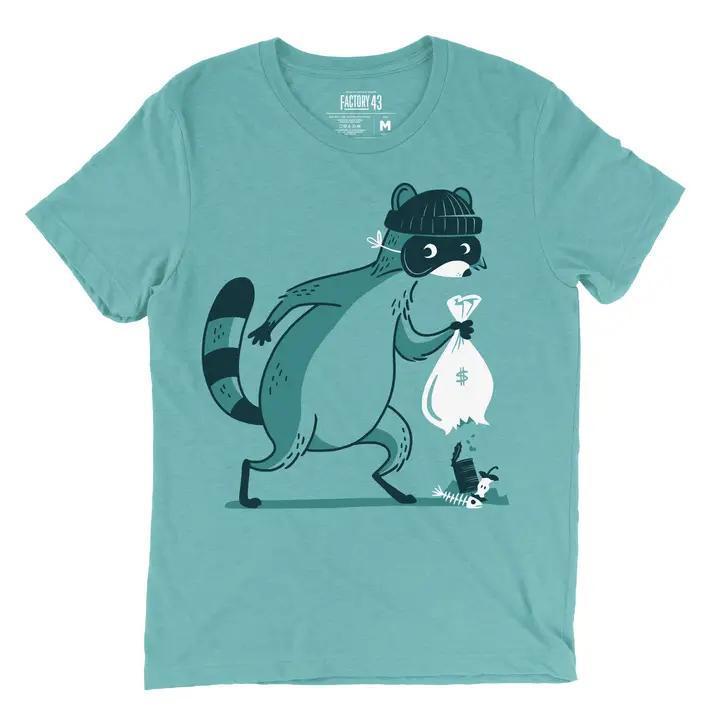 Adult Crew Neck - Trash Bandit Lagoon Blue Tee (S - 2XL) by Factory 43