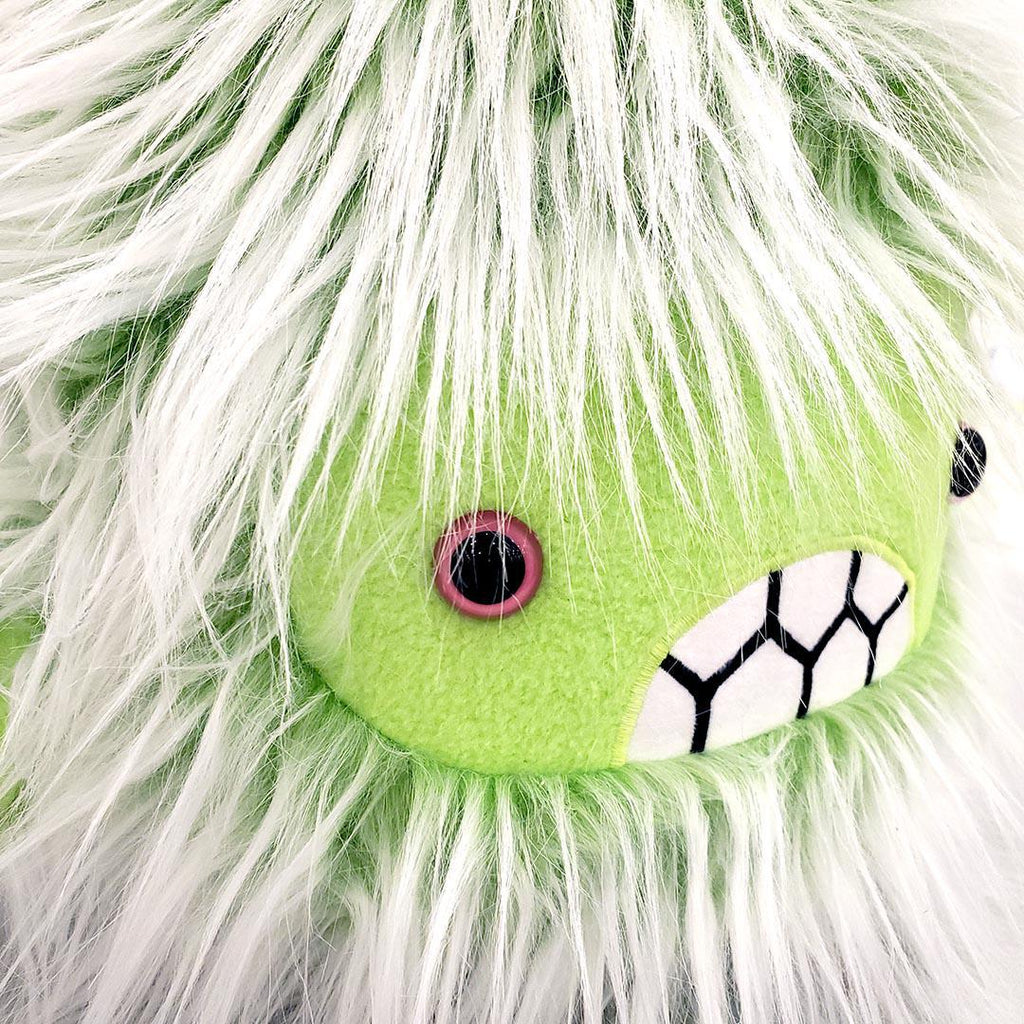 Large Yeti Head  - Green White with Pink Eyes by Careful It Bites