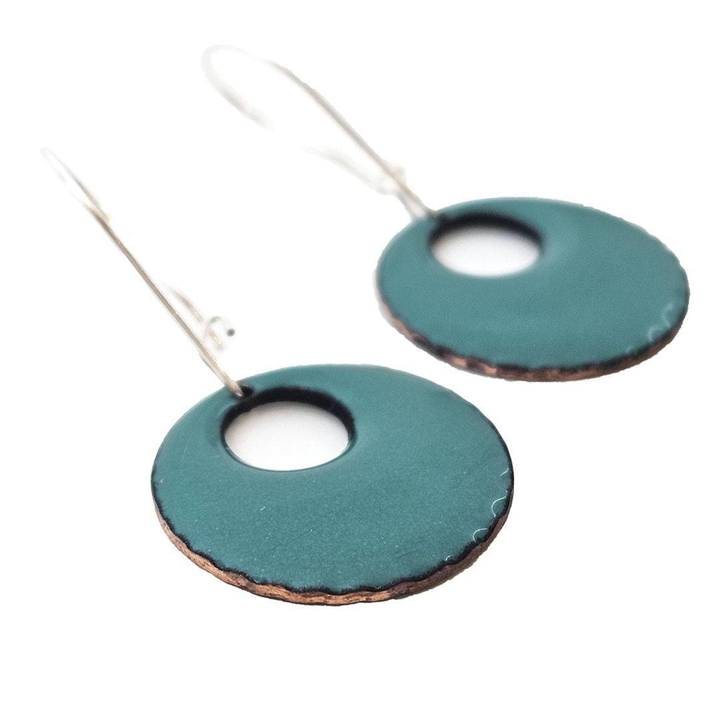 Earrings - Offset Circle (Solid Teal) by Magpie Mouse Studios