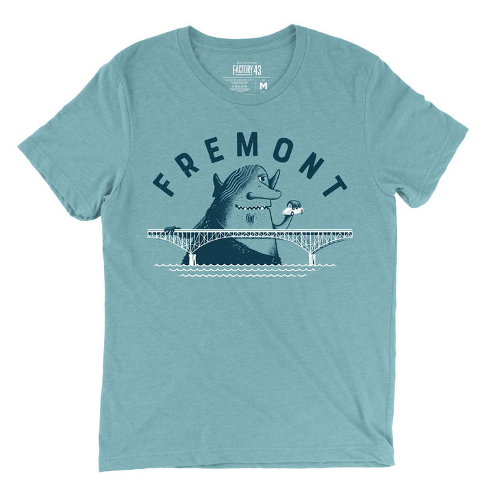 Adult Crew Neck - Fremont Bridge Blue Lagoon Neighborhood Tee (XS - 3XL) by Factory 43