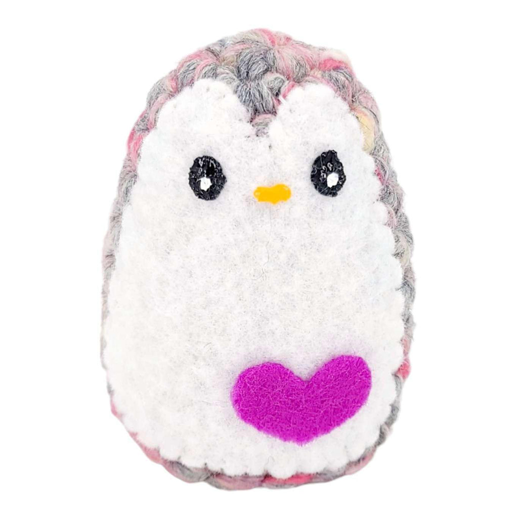 Plush Toy - Small Penguin (Pink Gray with Magenta Heart) by Moyo Workshop