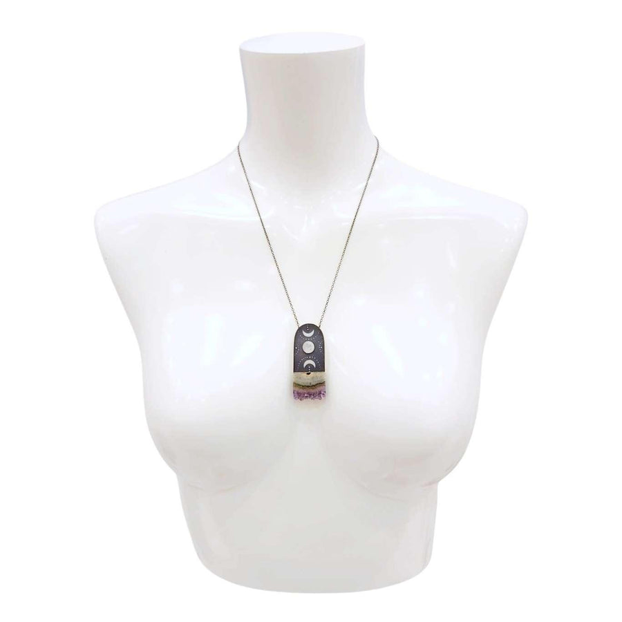 Necklace - Jasper Moons Crystal (Gunmetal) by Fernworks, image 7 of 7