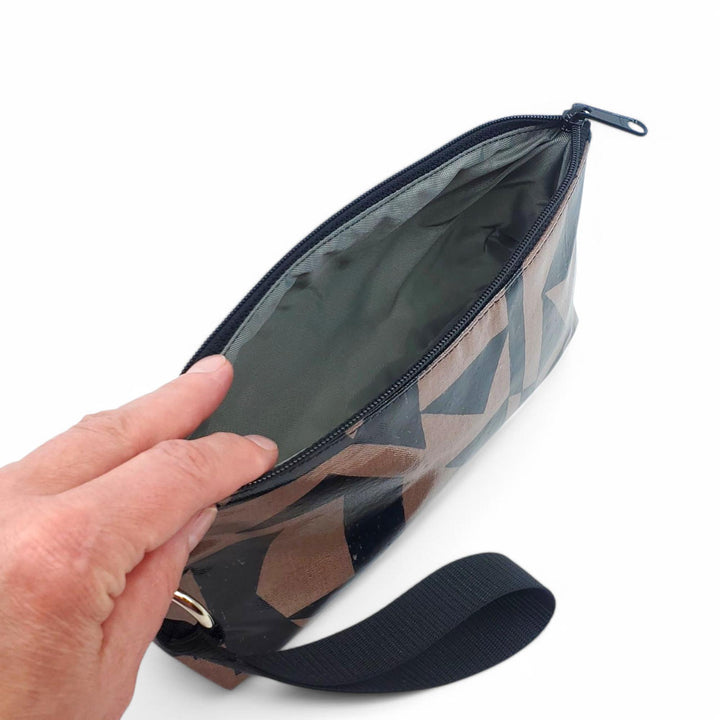 Makeup Bag - Small - Black Geo on Mauve by Laarni and Tita