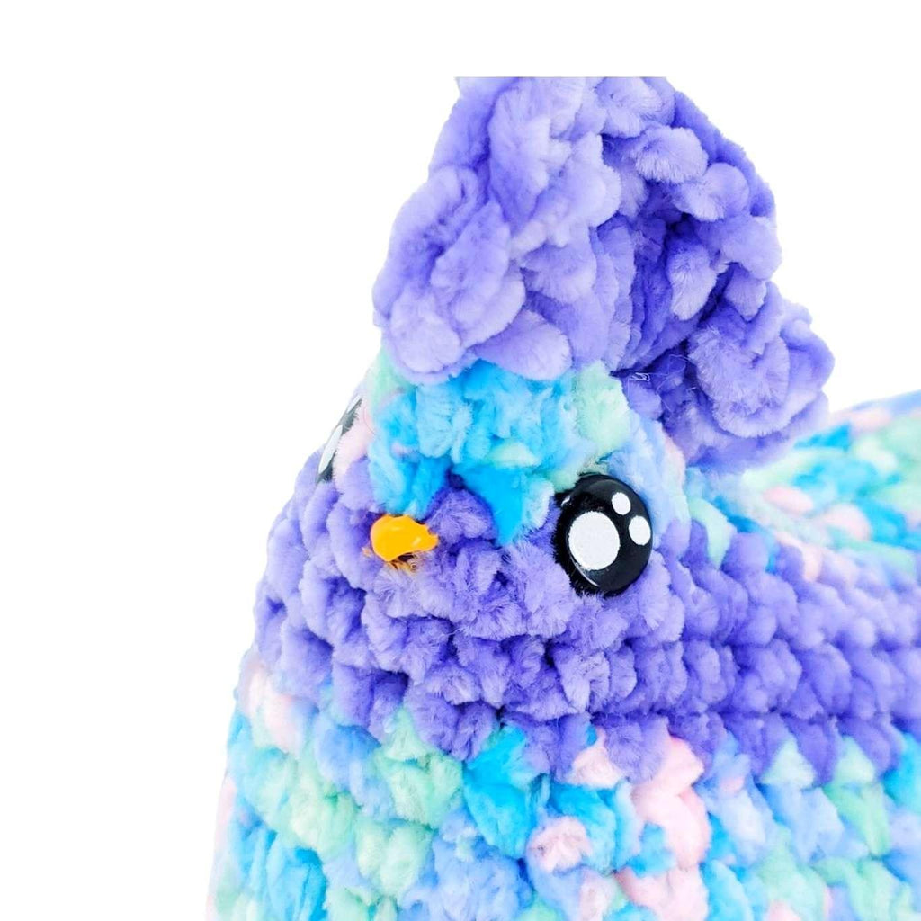 Plush Toy - Medium Chicken (Pastel Purple Stripe with Purple Heart) by Moyo Workshop