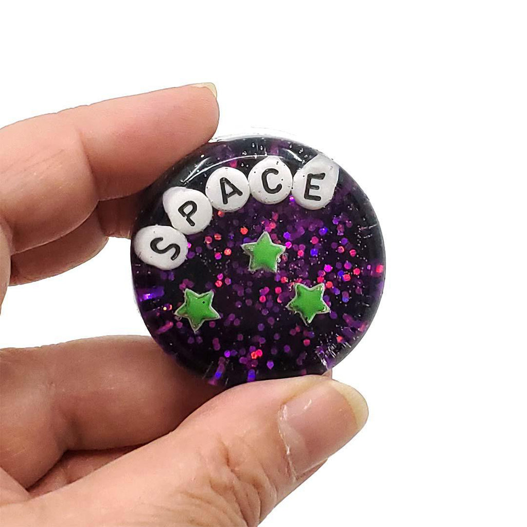 Shower Art - Mini - Space - 3 Green Stars (Black Magenta) by Ugly Baby