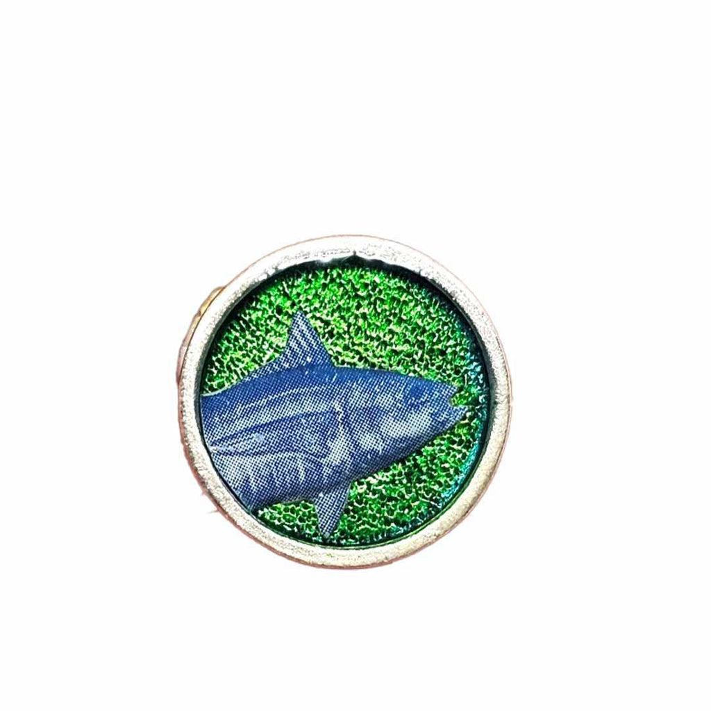 Lapel Pin - Blue Fish on Green by XV Studios