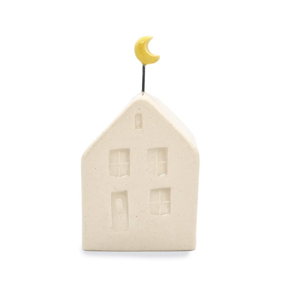 Tiny Pottery House - White with Moon by Tasha McKelvey